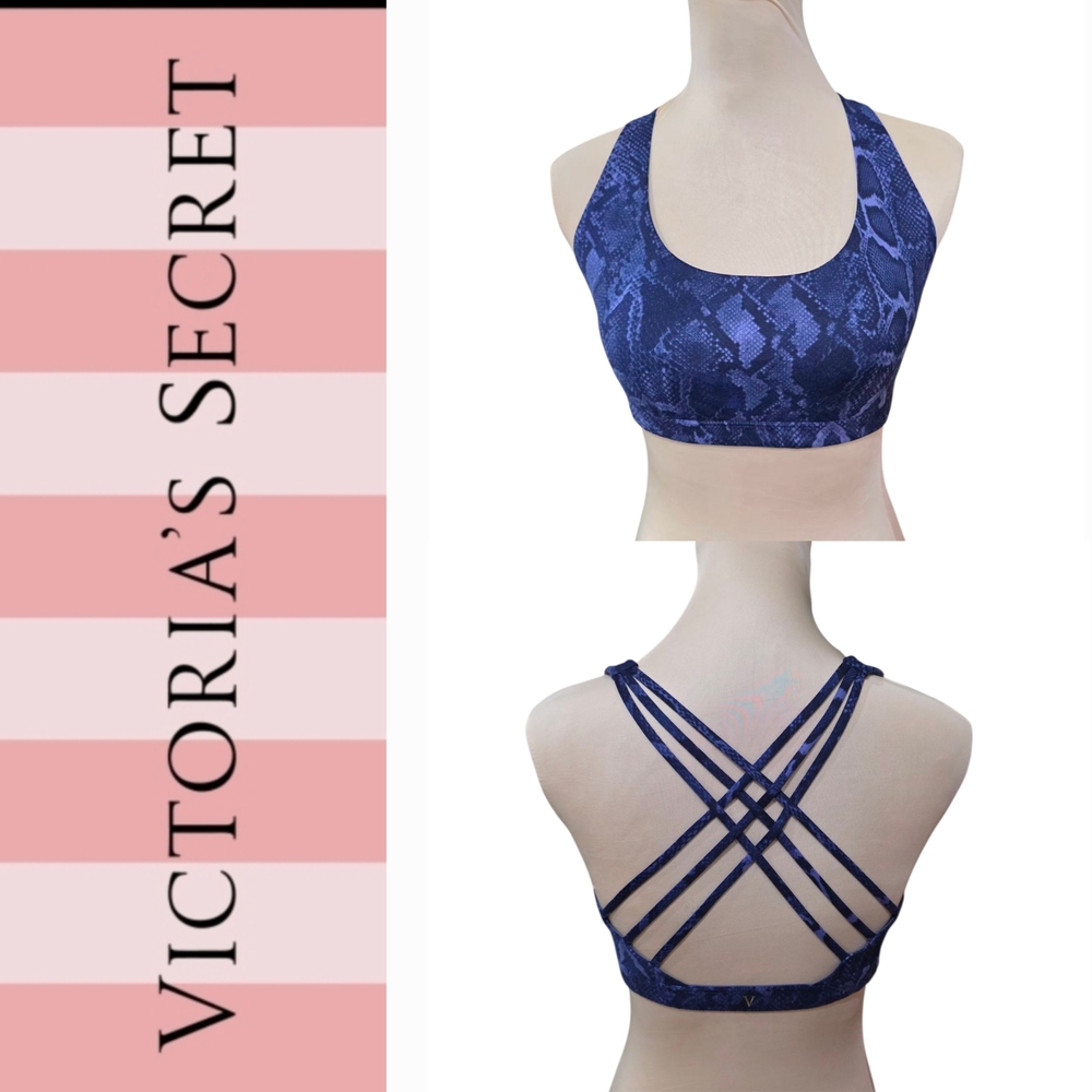 ❤️2/$12 Victoria's Secret Blue Snake Print Sports Bra Size L